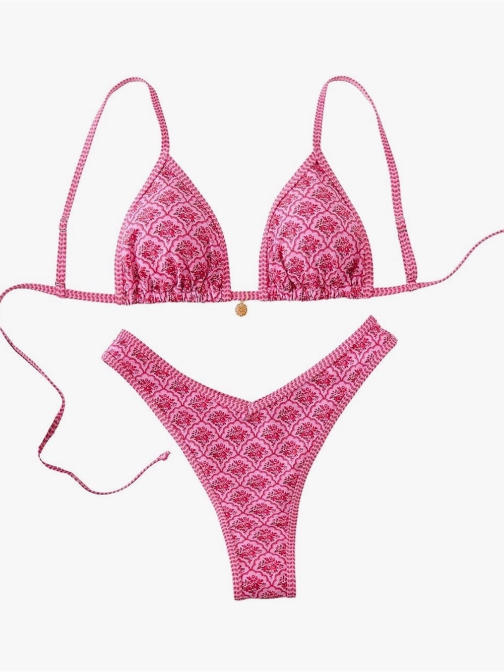 Pink Triangle Bandeau Bikini Set
